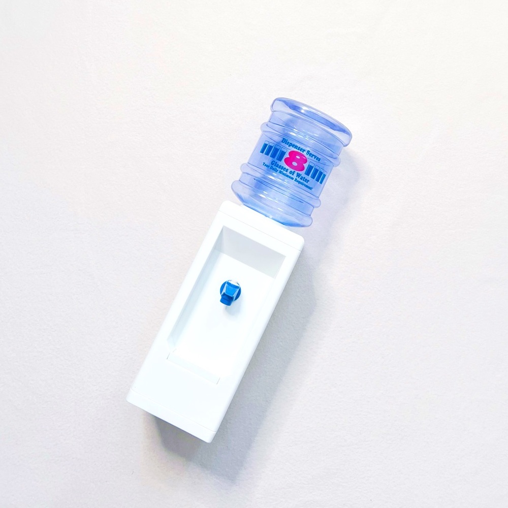 Vintage Mini Water Dispenser White Blue Lightweight Compact Home Office Desktop